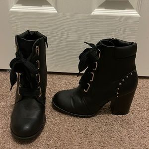 Black ankle high heels